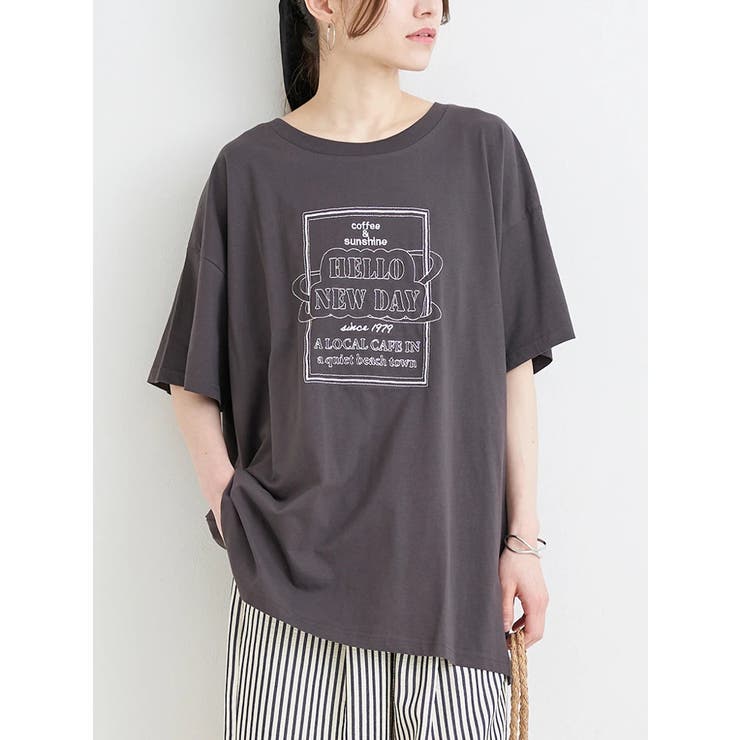 濃グレー | 【接触冷感】モチーフ刺繍Tシャツ | Re-J＆SUPURE
