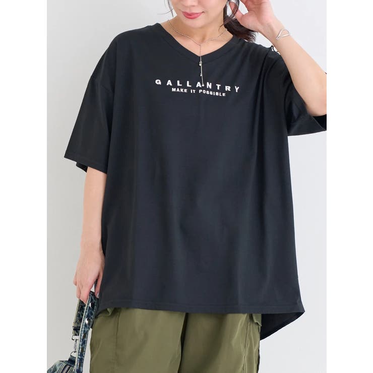黒 | BACK異素材切り替えロゴ刺繡Tシャツ | Re-J＆SUPURE