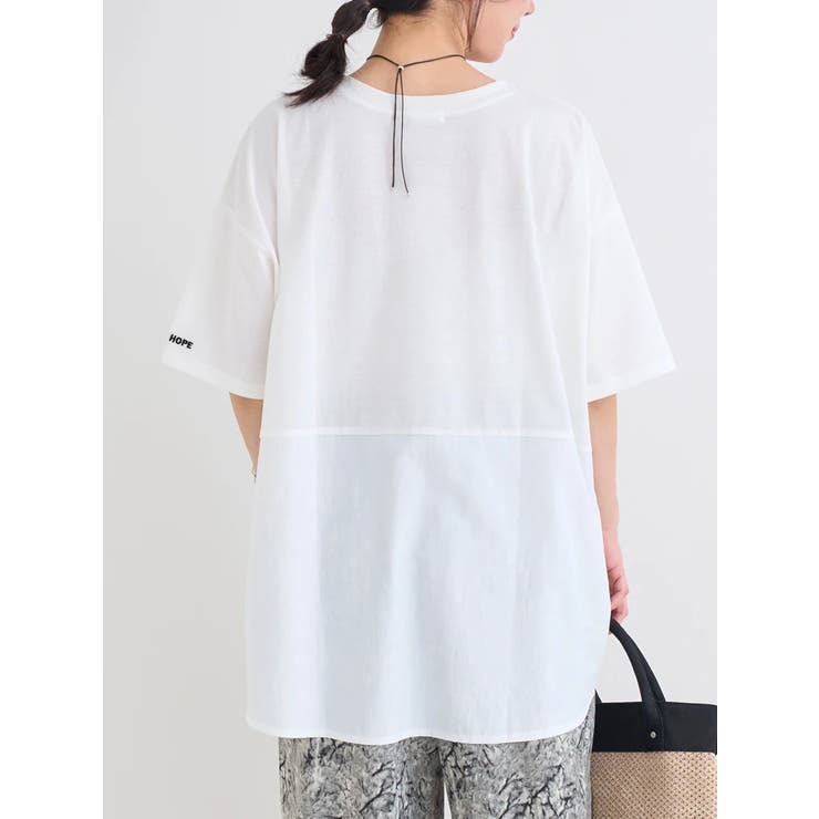 BACK異素材切り替えロゴ刺繡Tシャツ | Re-J＆SUPURE | 詳細画像4 
