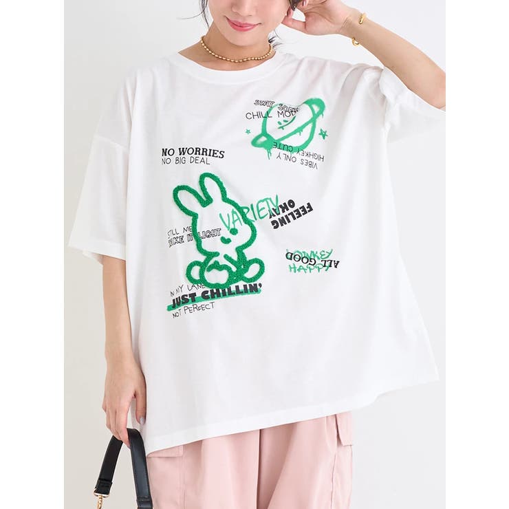 ウサギ×惑星プリントTシャツ | Re-J＆SUPURE | 詳細画像2 