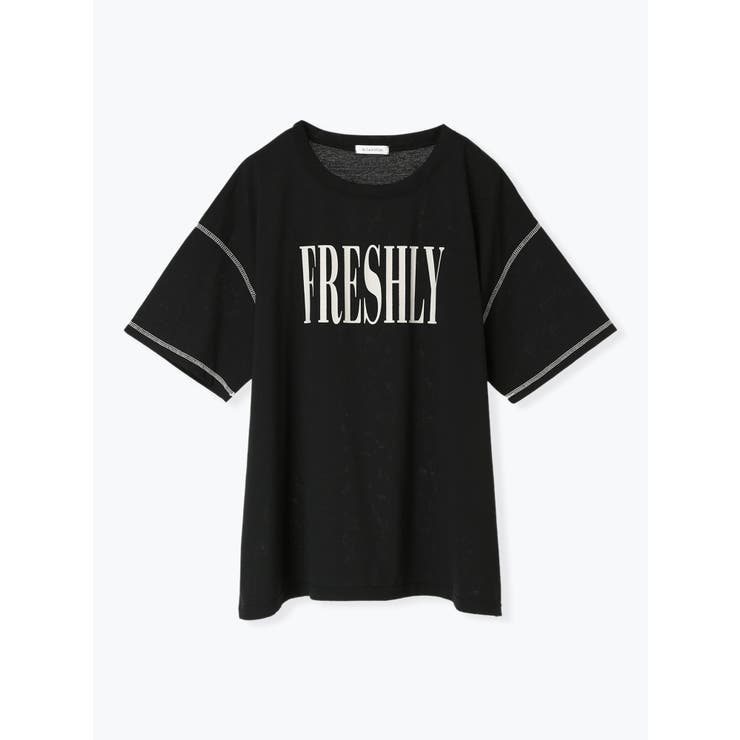 黒 | 配色ステッチロゴプリントＴシャツ | Re-J＆SUPURE