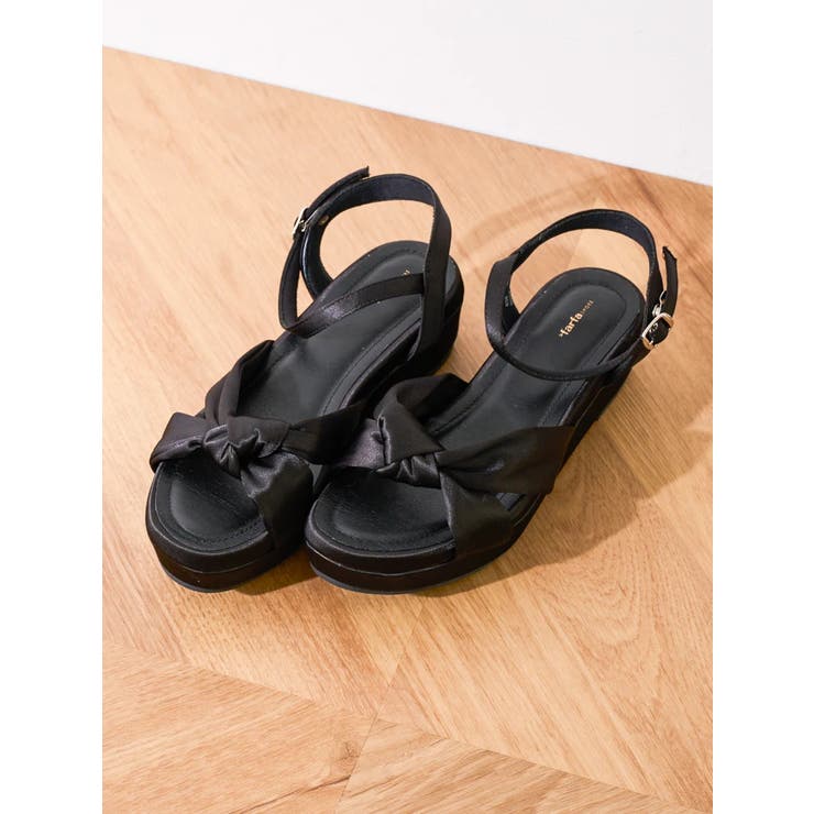 黒 | 【la farfa SHOES/ラ・ファーファシューズ】リボンフラットサンダル | Re-J＆SUPURE