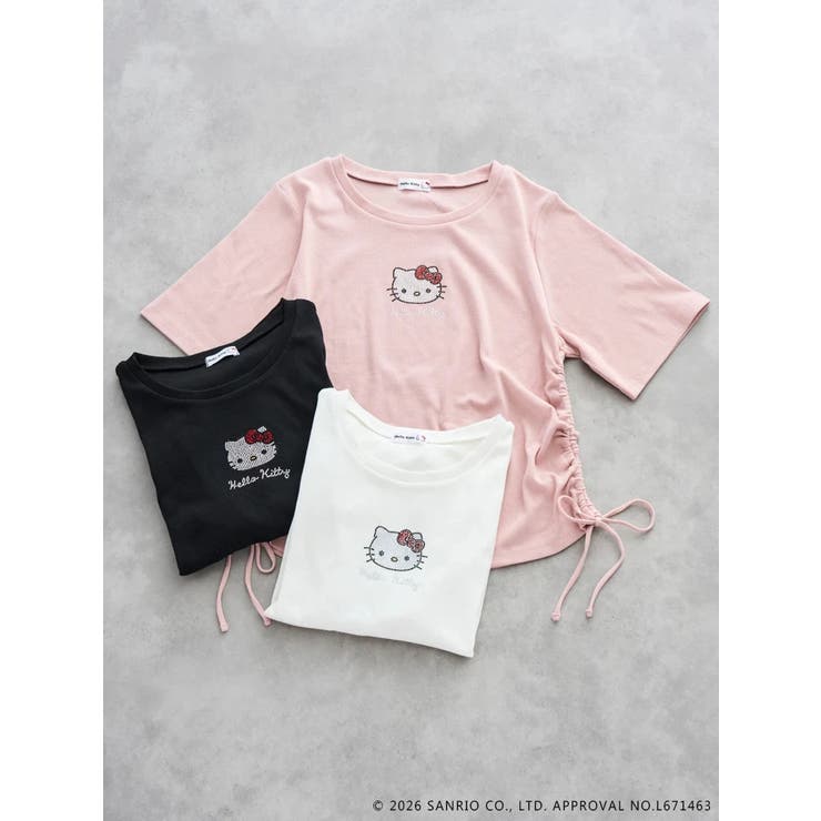 【サンリオキャラクターズ】ハローキティラインストーン裾ドロストTシャツ | Re-J＆SUPURE | 詳細画像1 