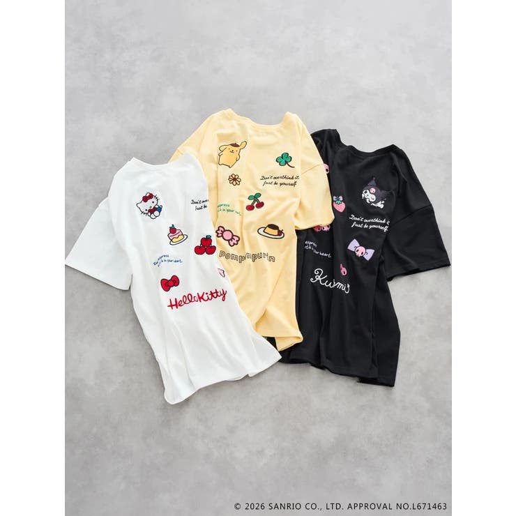 【サンリオキャラクターズ】バックランダム刺繍Tシャツ | Re-J＆SUPURE | 詳細画像1 