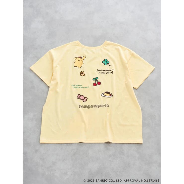 黄 | 【サンリオキャラクターズ】バックランダム刺繍Tシャツ | Re-J＆SUPURE