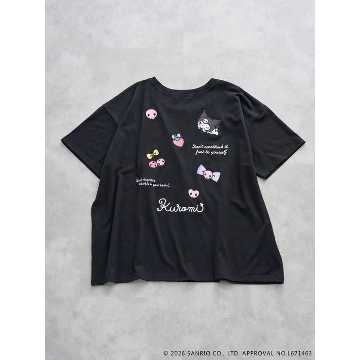 黒 | 【サンリオキャラクターズ】バックランダム刺繍Tシャツ | Re-J＆SUPURE