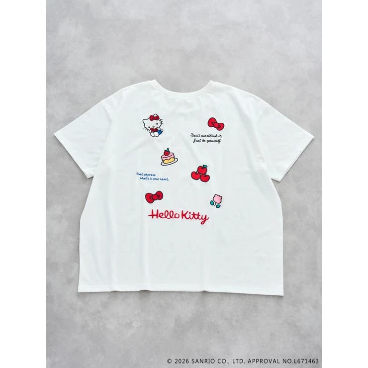 オフホワイト | 【サンリオキャラクターズ】バックランダム刺繍Tシャツ | Re-J＆SUPURE