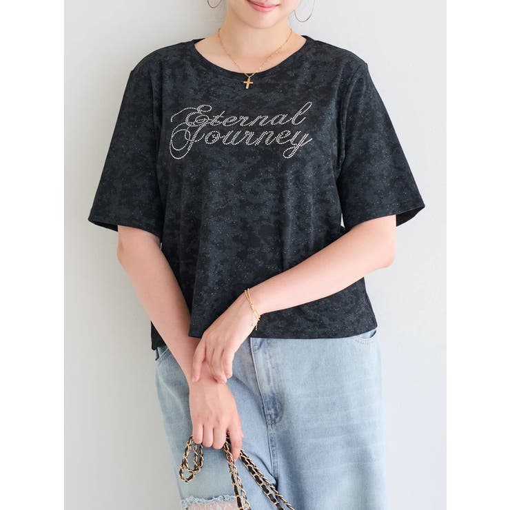 ラメテレコラインストーンロゴTシャツ | Re-J＆SUPURE | 詳細画像10 