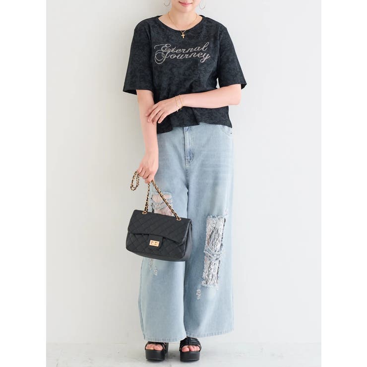 ラメテレコラインストーンロゴTシャツ | Re-J＆SUPURE | 詳細画像12 