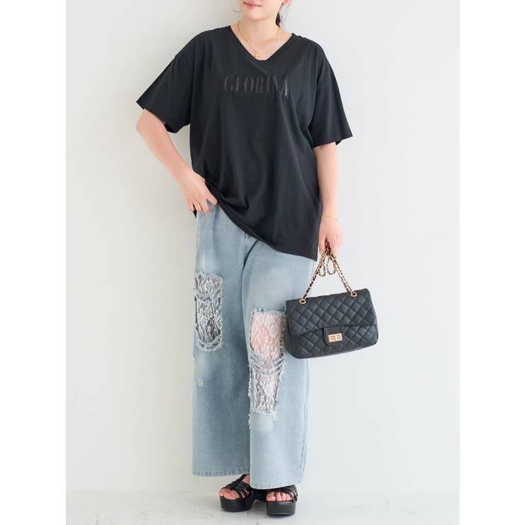 ロゴ刺繍VネックTシャツ | Re-J＆SUPURE | 詳細画像12 