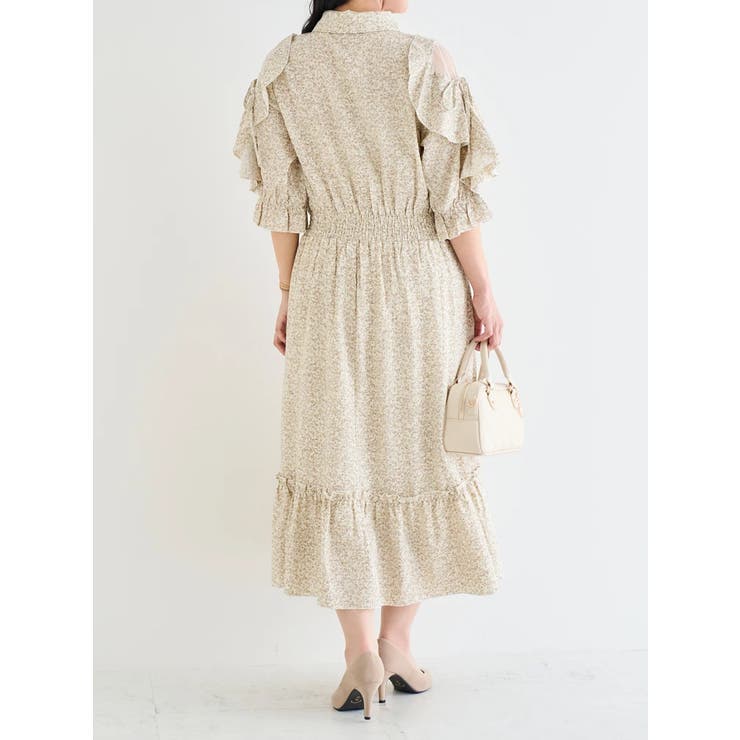 【WEB限定】肩チュールフリルティアード花柄シャツワンピース | Re-J＆SUPURE | 詳細画像6 