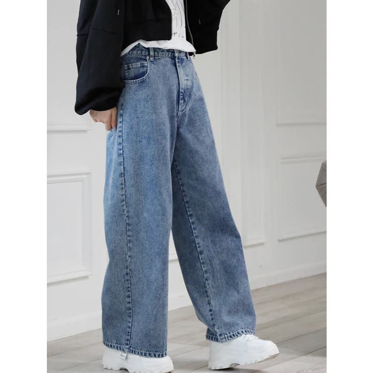 ヴィンテージ加工デニムワイドストレート[品番：PLMW0010123]｜LUDIC