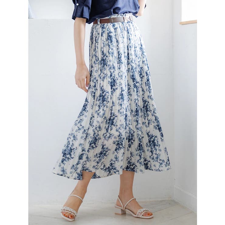 ベルト付きトワルドジュイプリーツスカート[品番：PLMW0011329]｜LUDIC  