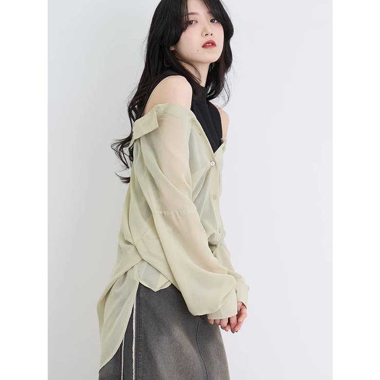 慈雨【美品】シアーシャツ+インナー2点セット センソユニコ インナー付き シアーブラウス2点セット 春[品番：AGCW0002227