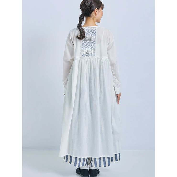 クロスアンドクロス　スモッキング刺繍ワンピース スモッキング刺繍ワンピース[品番：PLMW0011135]｜LUDIC PARK（ル