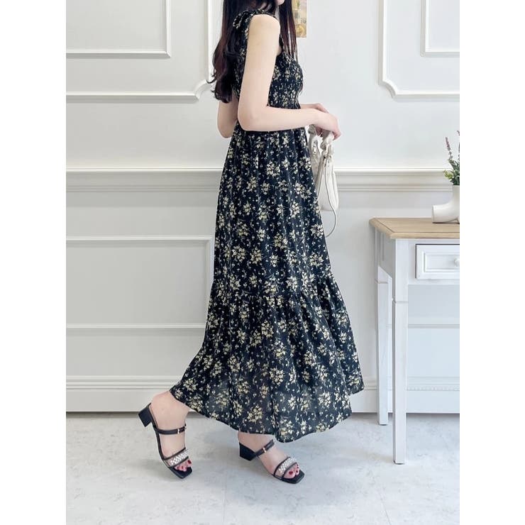 デシン花柄シャーリングワンピース[品番：PLMW0012205]｜LUDIC