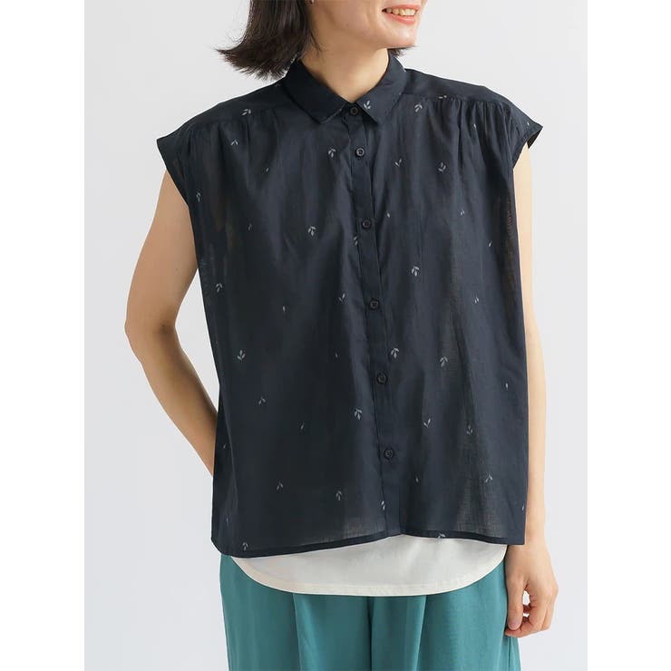 黒 | リーフプリントシャツブラウス | LUDIC PARK