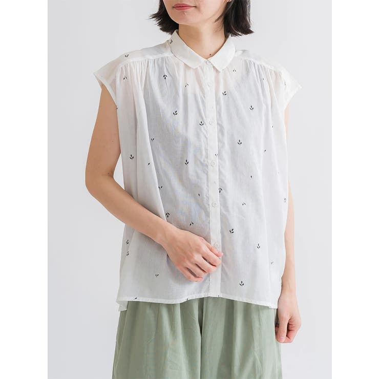 オフホワイト | リーフプリントシャツブラウス | LUDIC PARK