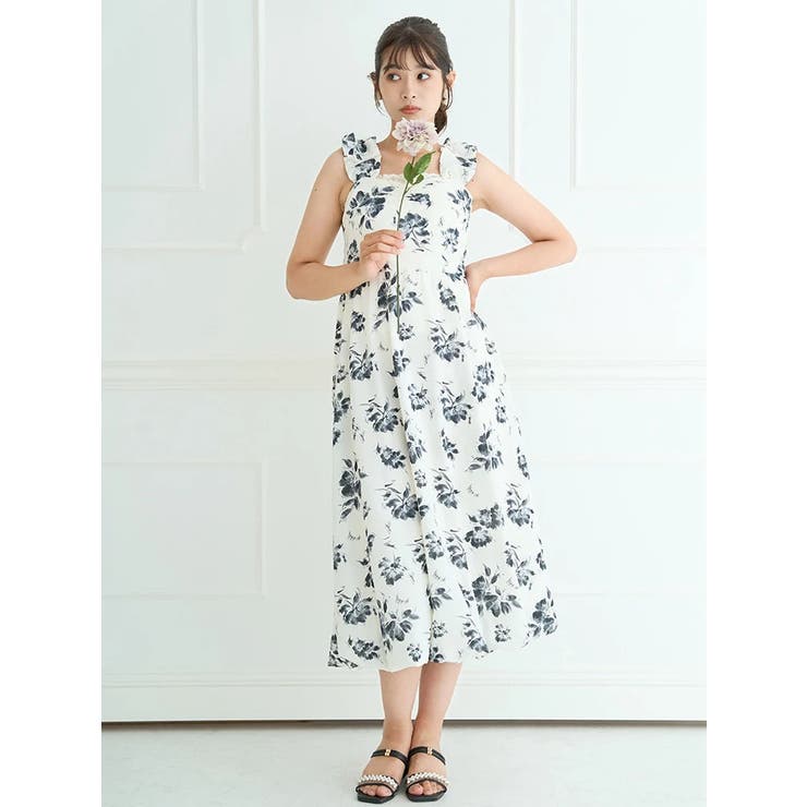 花柄ギャザー肩紐ワンピース | LUDIC PARK | 詳細画像6