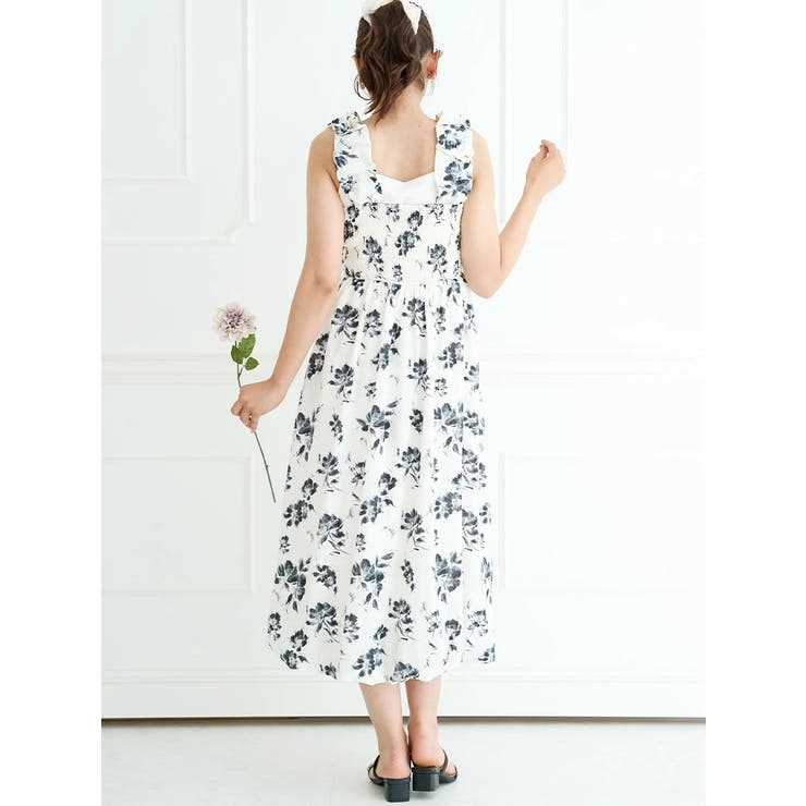 花柄ギャザー肩紐ワンピース | LUDIC PARK | 詳細画像8