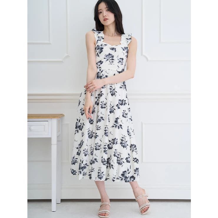 花柄ギャザー肩紐ワンピース | LUDIC PARK | 詳細画像12