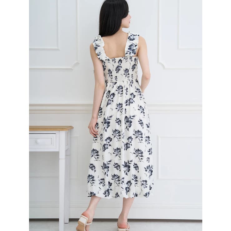 花柄ギャザー肩紐ワンピース | LUDIC PARK | 詳細画像15