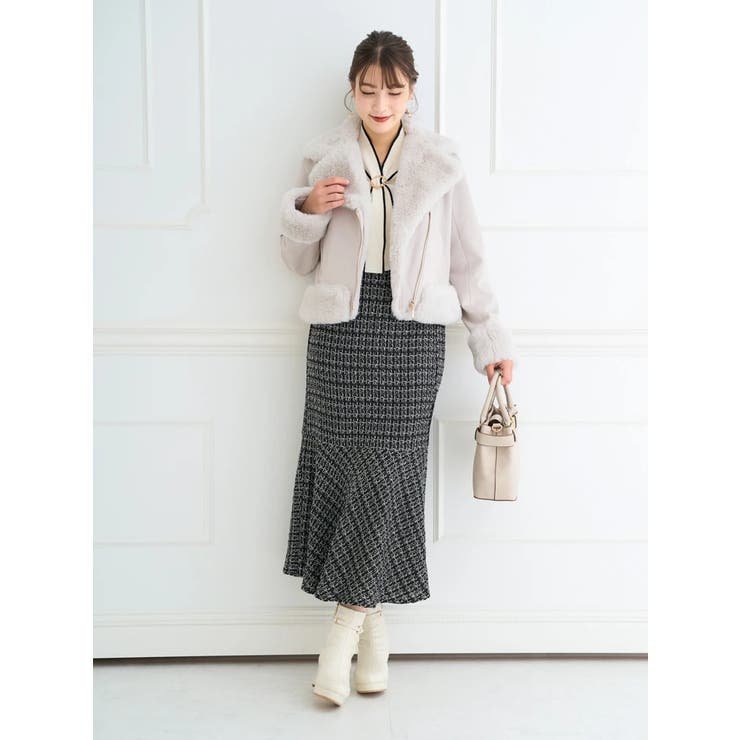 フェミニンにシフト】スエードファーライダースジャケット[品番