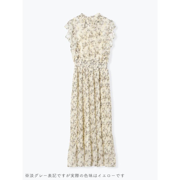 ロマンティックムード漂う】花柄シアーフリルプリーツワンピース