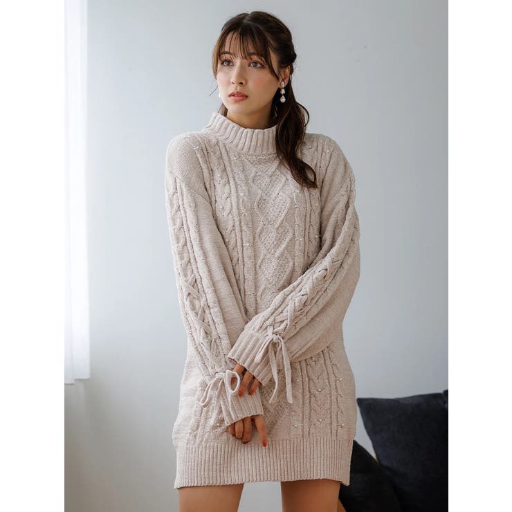 美品✨モラビト　24AW　タートル ニットワンピース　ラメ　定価75900円　白 大きいサイズ ハイネックニットワンピース miclat 通販【ニッセン】