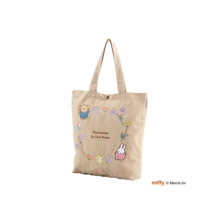 miffy 刺繍 帆布トートバッグ【ベージュフラワーリース】 | LUDIC PARK | 詳細画像2 