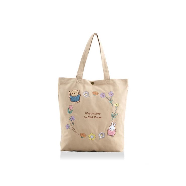 miffy 刺繍 帆布トートバッグ【ベージュフラワーリース】 | LUDIC PARK | 詳細画像3 