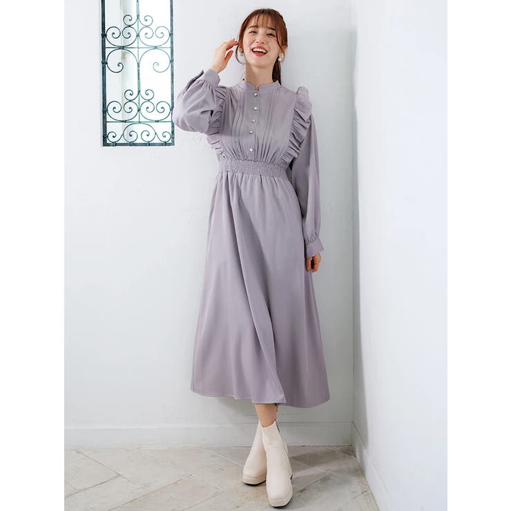 ピンタックフリルワンピース