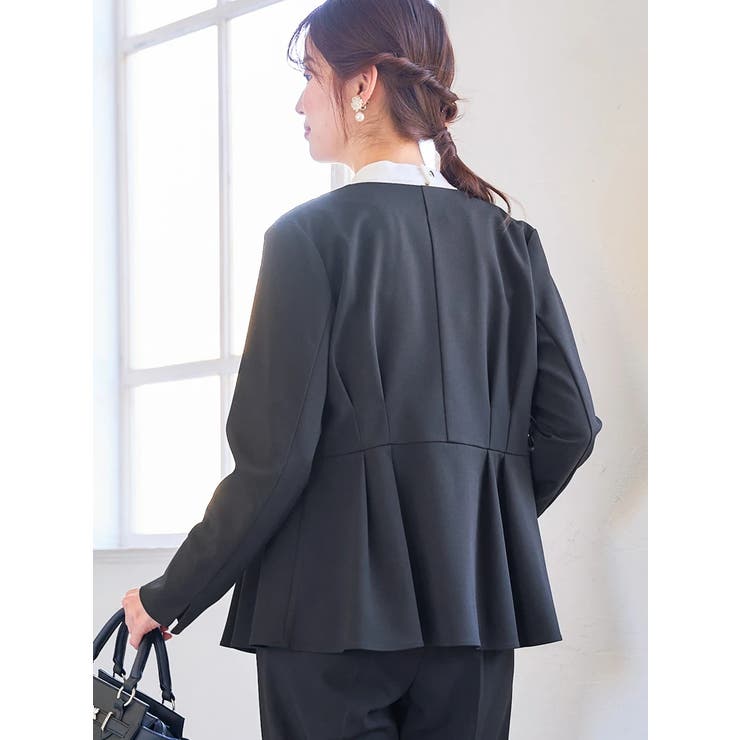 期間限定お買い得商品 |  通販 ストレッチツイル】ペプラムジャケット[品番：PLMW0013404 スーツ・フォーマル・ドレス