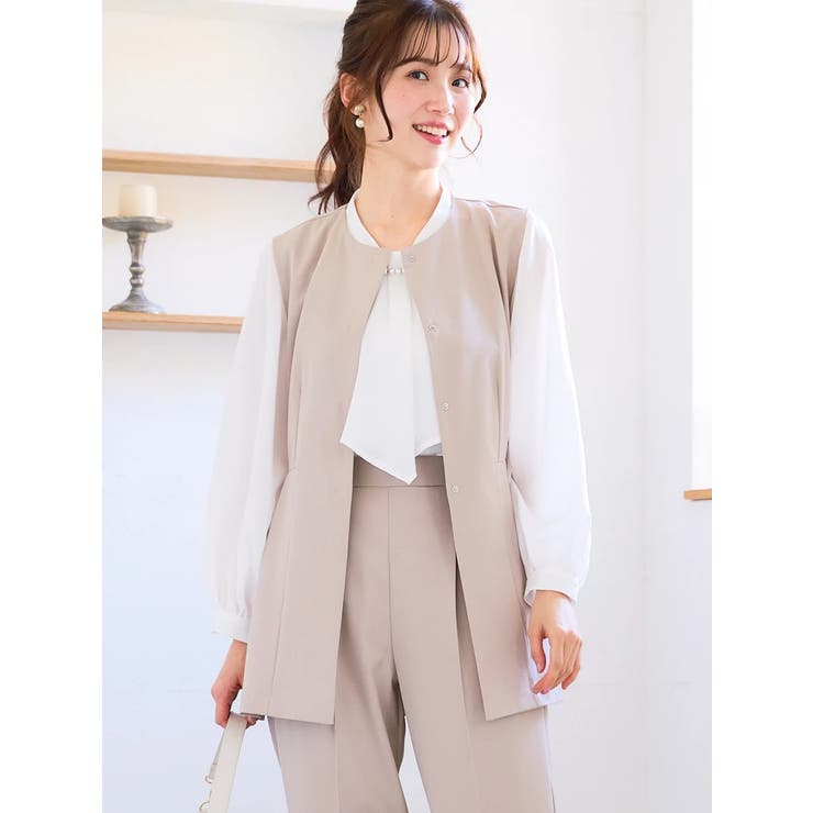 ストレッチツイル ペプラムベスト ストレッチツイル】ペプラムベスト[品番：PLMW0013405]｜LUDIC