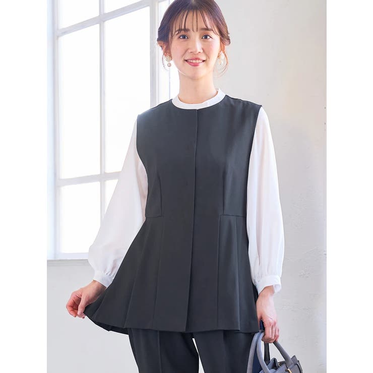 ストレッチツイル ペプラムベスト ストレッチツイル】ペプラムベスト[品番：PLMW0013405]｜LUDIC