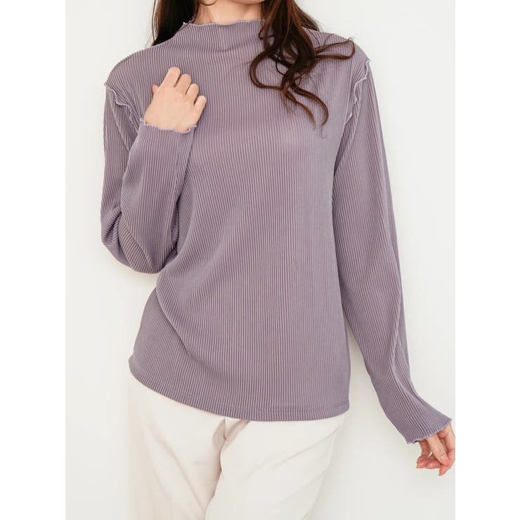 紫 | カットプリーツボトルネックトップス | LUDIC PARK