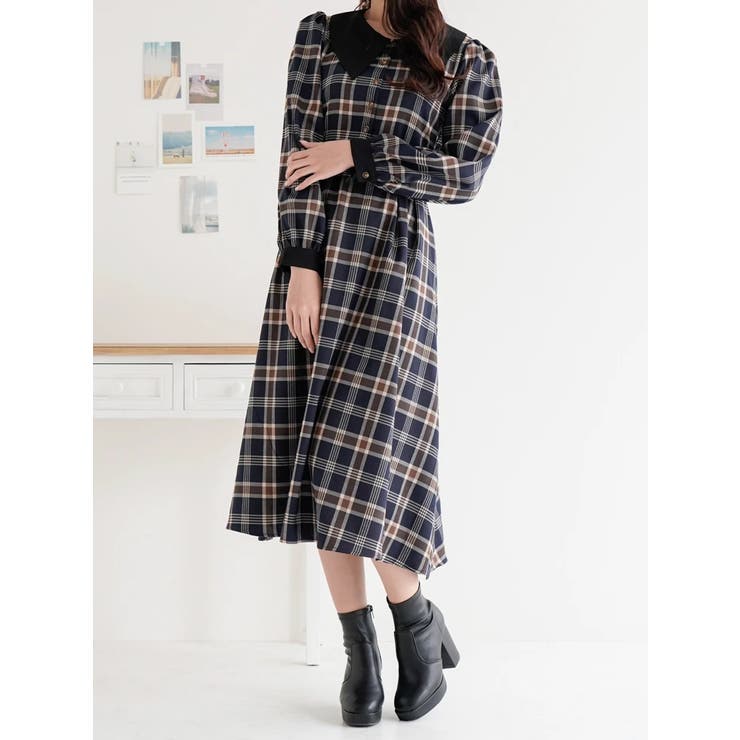 レトロチェック柄ワンピース[品番：PLMW0013338]｜LUDIC PARK