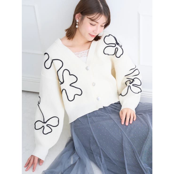 ライン刺繍カーディガン[品番：PLMW0013556]｜LUDIC PARK（ル