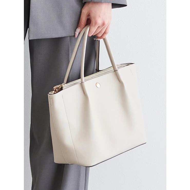 グレー | [2WAY]フェイクレザーボタントートバッグ | LUDIC PARK