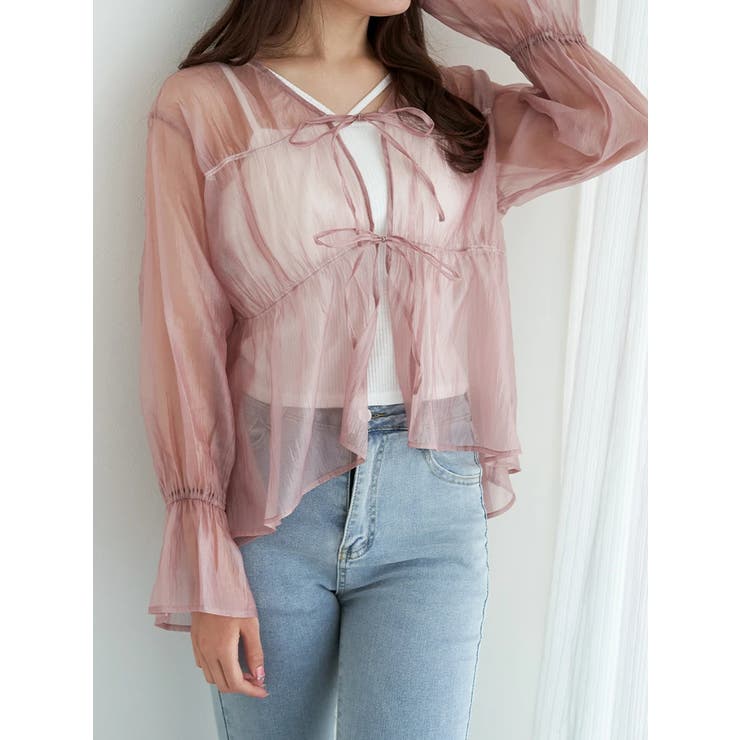 ピンク | シャーリングリボンブラウス | LUDIC PARK