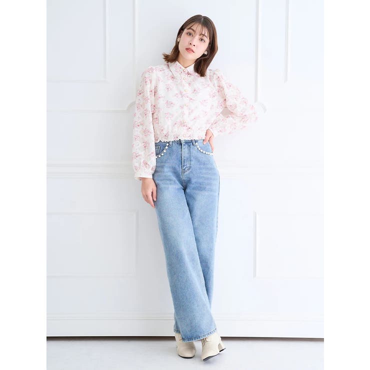 小花柄カットレースブラウス[品番：PLMW0013609]｜LUDIC PARK