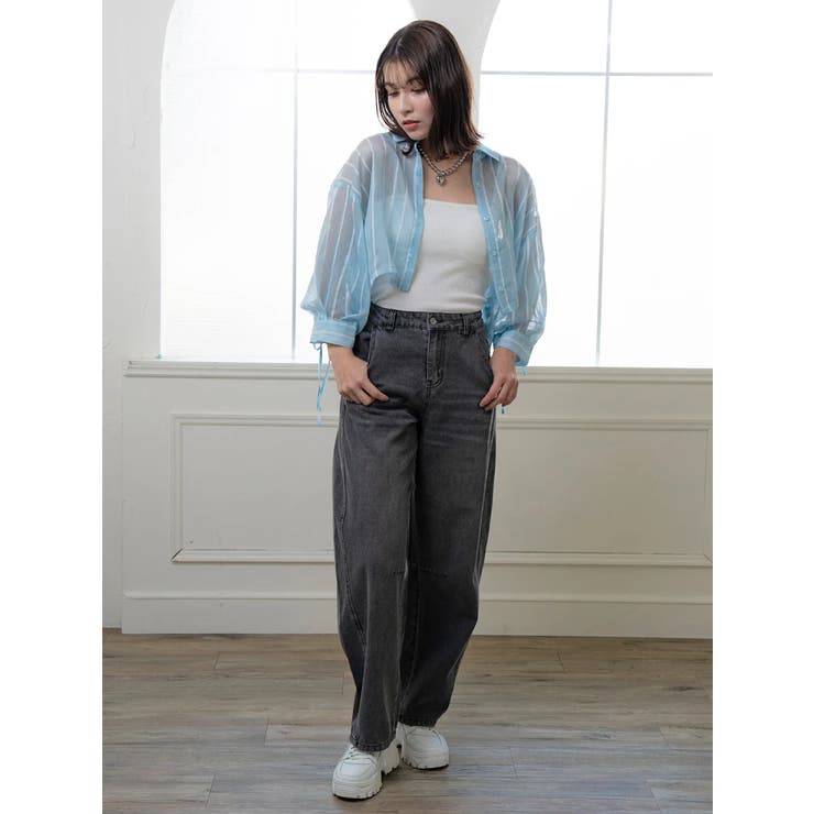 袖ドロストストライプショート丈シャツ | LUDIC PARK | 詳細画像7 