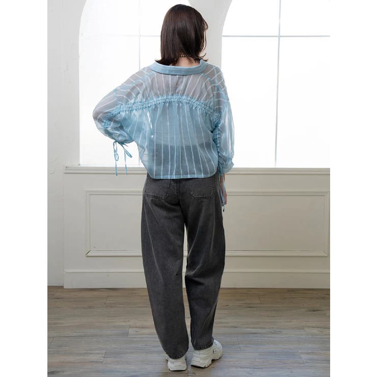 袖ドロストストライプショート丈シャツ | LUDIC PARK | 詳細画像8 