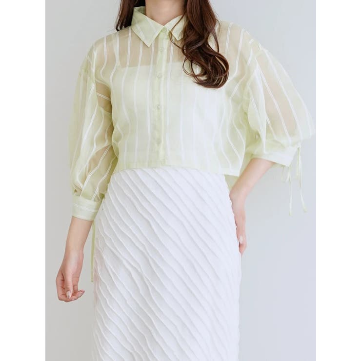 袖ドロストストライプショート丈シャツ | LUDIC PARK | 詳細画像18 