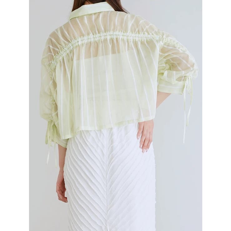 袖ドロストストライプショート丈シャツ | LUDIC PARK | 詳細画像21 