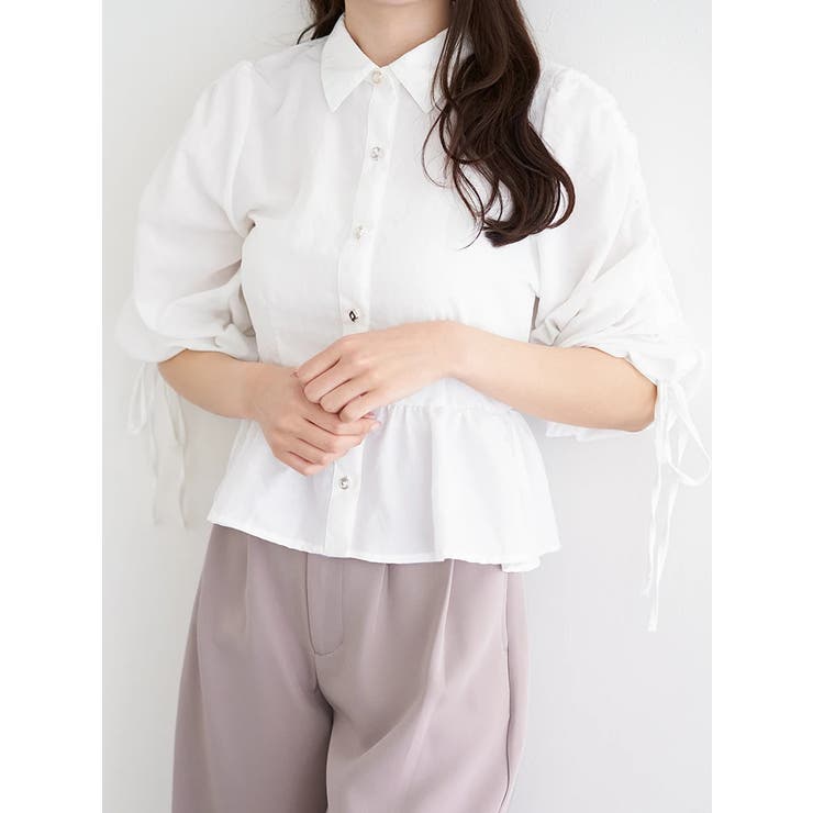 多種ボタン袖ドロストペプラムシャツ | LUDIC PARK | 詳細画像11 
