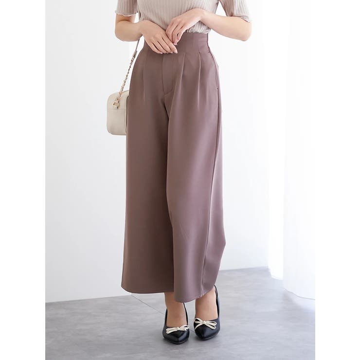 モカ茶 | 【Wクロス】タックワイドパンツ | LUDIC PARK