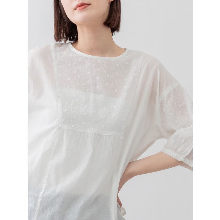 アイボリー | 刺しゅう切り替えブラウス | LUDIC PARK