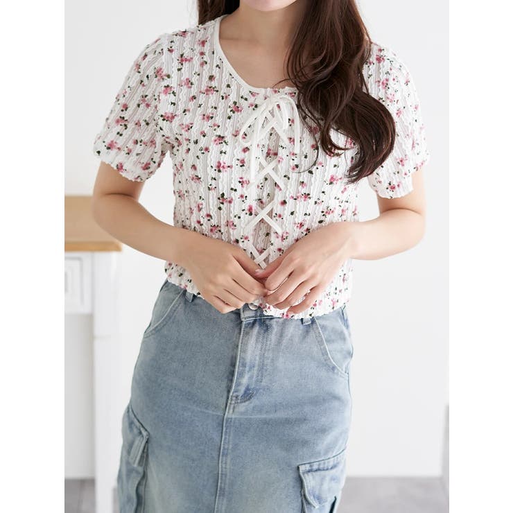 小花柄 レースアッププルオーバー | LUDIC PARK | 詳細画像3 