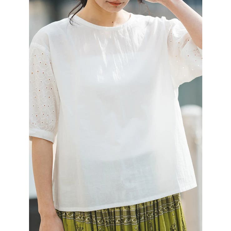 オフホワイト | 袖刺繍ブラウス | LUDIC PARK